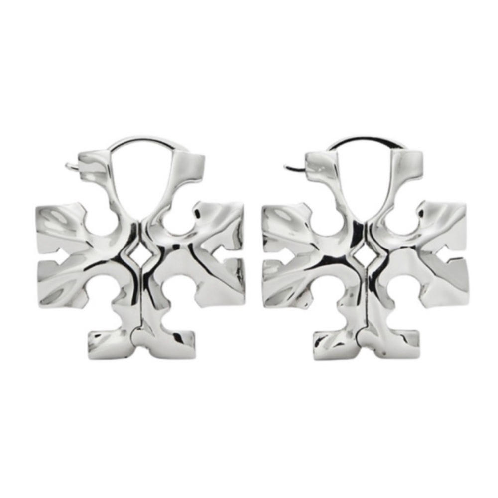 TORY BURCH • Silver Roxanne Hidden Hinge Earrings